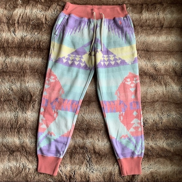 Polo Ralph Lauren Southwestern Fleece Sweatpant Desert Rose Bcn - Picture 2 of 12